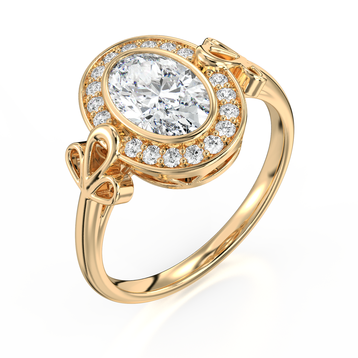 Anillo de compromiso halo con diamantes